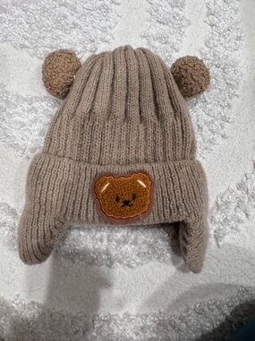 Kids Brown Bear Ear Knit Hat - Unbranded